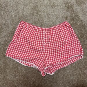 Colsie Red and White Gingham Faux Button-Front Shorts
